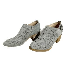 Sonoma Geometric Laser Cutouts Heeled Ankle Bootie Almond Toe Akita Blue 🟦⬜️